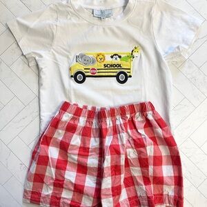 Kids School Bus Graphic Matching Set - White and Red